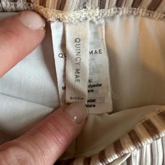 Quincy Mae Striped Kids Swim Set - Cream and Brown - Picture 3 of 5